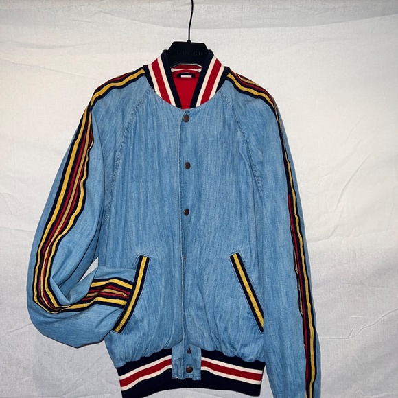 Gucci - Privilegium Perpetuum "Zoltar" - Denim Chambray Bomber Jacket Size 44/S - Picture 3 of 16
